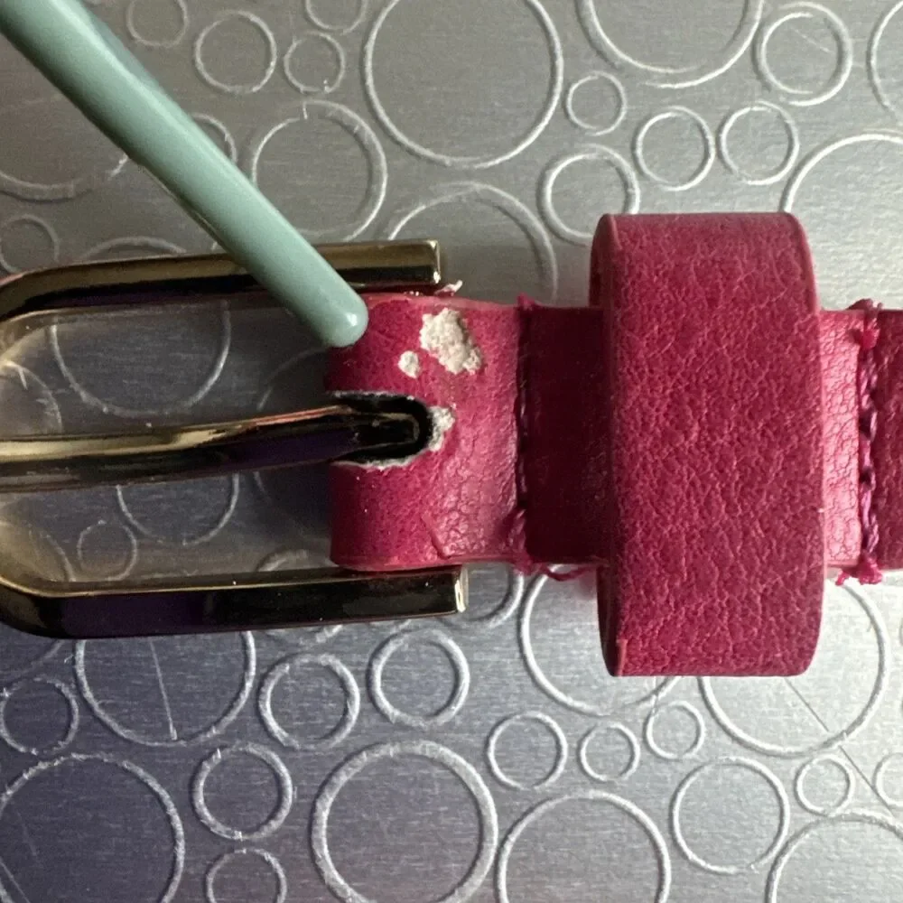 Betsey Johnson Hot Pink Skinny Belt Adjustable Neon Barbiecore Y2K - Size L